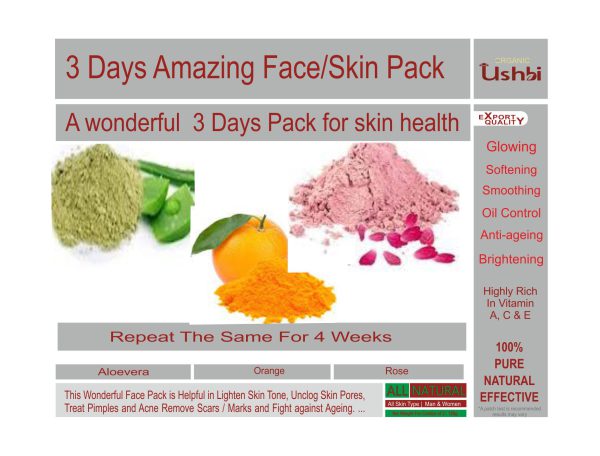 3 Days 3 Packs For Face/Skin | All Natural | Very Effective | 100g each| Net 300g - Image 2