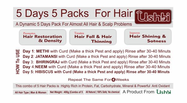 5 Days 5 Packs For Hair & Scalp| 100g each| Net 500g| 6-8 applications - Image 3